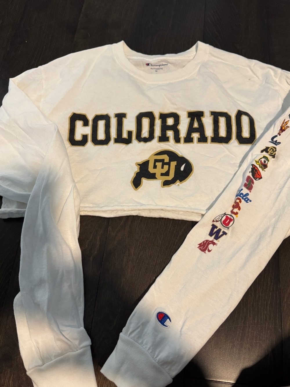 Champion White Boulder Cropped Long-Sleeve Hoodie Tee